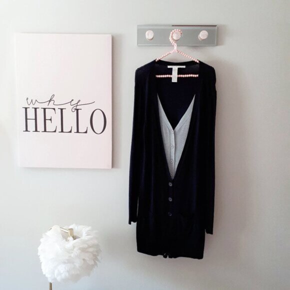 EUC Max Studio black  &  grey longline cardigan sweater, L - Picture 3 of 8